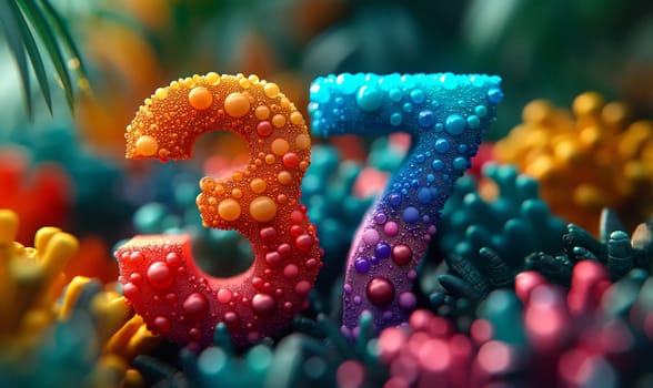 37 on an abstract color background. Selective soft focus.