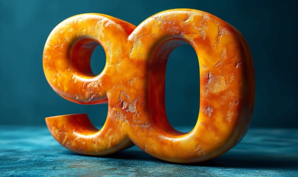 90 on an abstract color background. Selective soft focus.
