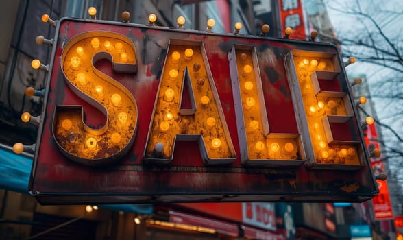 Discount sign, SALE on an abstract background. Selective soft focus.