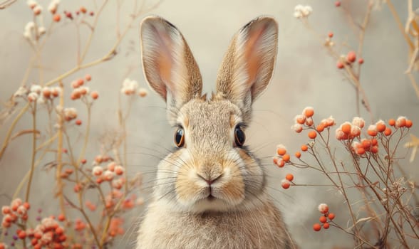 Illustration, cartoon, hare, on a light background. Selective soft focus.
