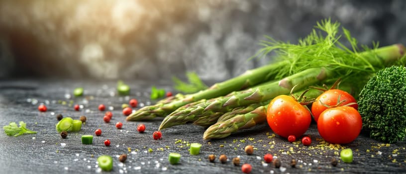 Green asparagus on an abstract background. Selective soft focus.