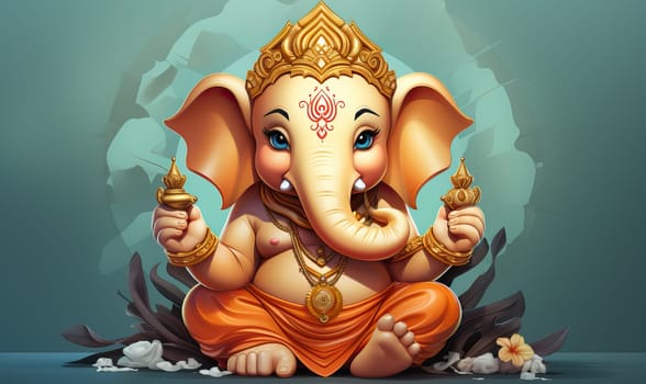 Illustration of Ganesha on an abstract background. Selective soft focus.