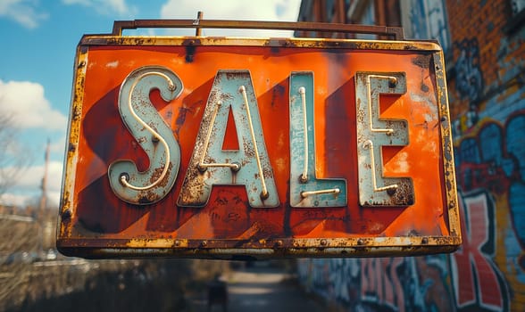 Discount sign, SALE on an abstract background. Selective soft focus.