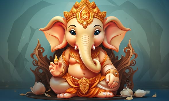 Illustration of Ganesha on an abstract background. Selective soft focus.