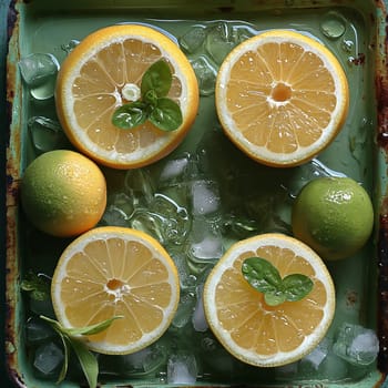 Fresh lime with leaves on the table. Selective soft focus.