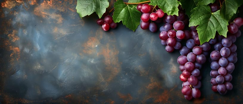 Branch of grapes on vintage background. Selective soft focus.