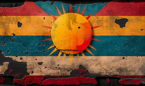 Vintage colored background with the image of the sun. Selective soft focus.