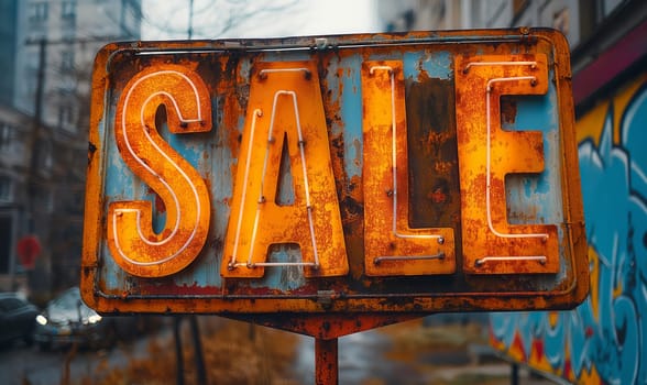 Discount sign, SALE on an abstract background. Selective soft focus.