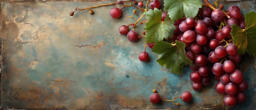 Branch of grapes on vintage background. Selective soft focus.