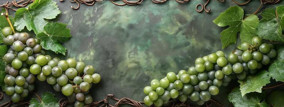 Branch of grapes on vintage background. Selective soft focus.