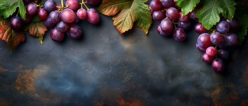 Branch of grapes on vintage background. Selective soft focus.