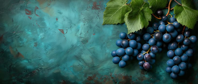 Branch of grapes on vintage background. Selective soft focus.