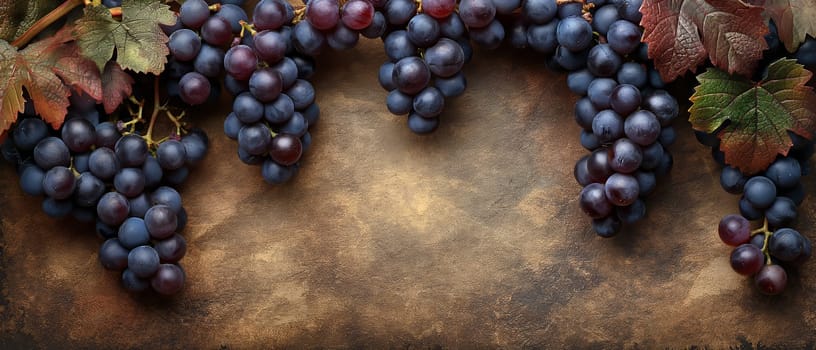 Branch of grapes on vintage background. Selective soft focus.