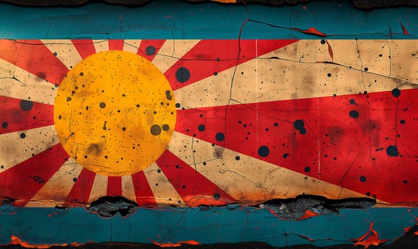 Vintage colored background with the image of the sun. Selective soft focus.
