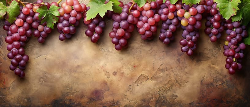 Branch of grapes on vintage background. Selective soft focus.