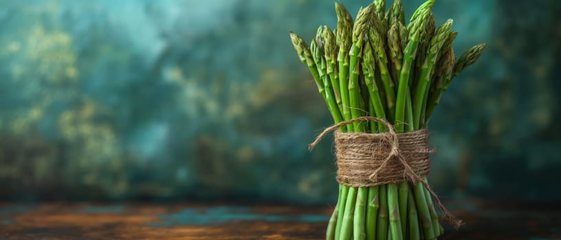 Green asparagus on an abstract background. Selective soft focus.