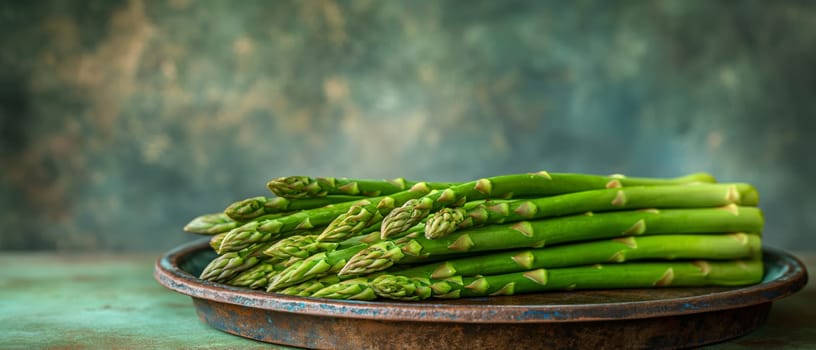 Green asparagus on an abstract background. Selective soft focus.