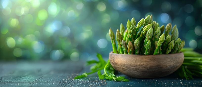 Green asparagus on an abstract background. Selective soft focus.