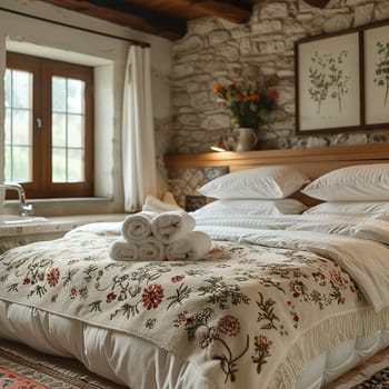 Rustic Bed and Breakfast Awaiting Guests in the Countryside, The blurry charm of the inn suggests hospitality and relaxation.