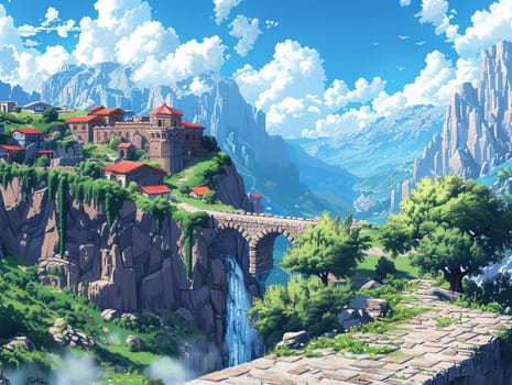 Pixel Art Recreation of Iconic Video Game Landscapes, Virtual realms blur into recognizable pixel scenes, from plains to dungeons.