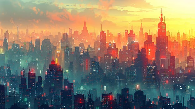 If you wish for prompts in a different style or another aspect of pixelation, please provide more details or adjustments.Pixelated Urban Skyline Evoking Retro Video Games, A cityscape rendered in blocky squares blurs the lines between modern skylines and digital art.