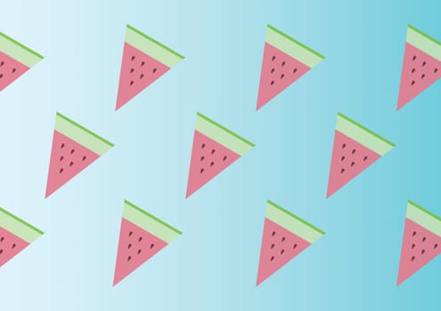 Illustration background with slices of watermelon.. Backdrop for the summer.