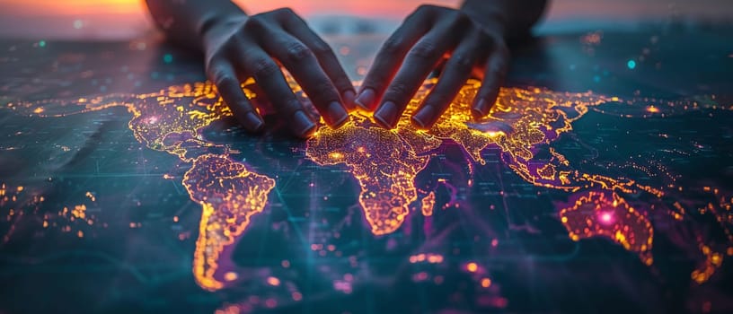 Supply Chain Analyst Mapping Global Distribution Networks, Logistics software and world maps blur, orchestrating the flow of goods and services.
