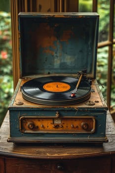 Vintage record player with vinyl, symbolizing the timeless joy of music