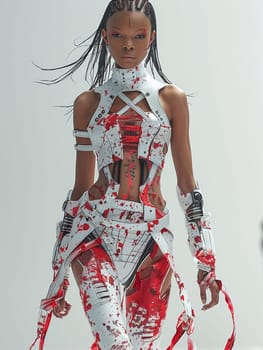 Fashion runway show, illustrated with dynamic poses and avant-garde anime clothing designs.