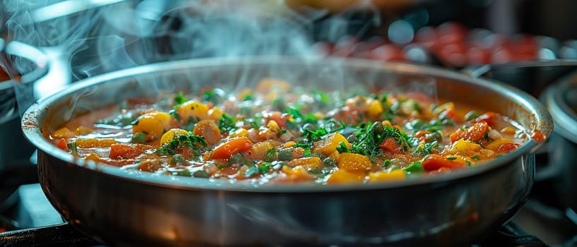 Pot of simmering stew, evoking home cooking and the warmth of family meals