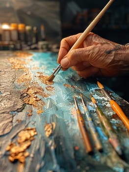 Close-up of hand applying watercolor to paper, illustrating the fluidity and spontaneity of art
