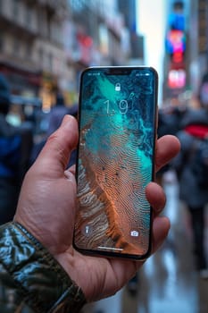 Close-up of a hand unlocking a smartphone with a fingerprint, demonstrating security and technology.