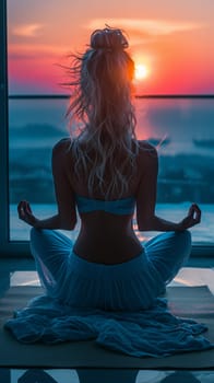 Silhouette of a yoga practice at dawn, representing tranquility and balance