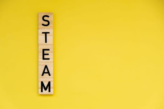 STEAM inscription. Science Technology Engineering Arts Mathematics. Concept of education innovation for student at school and homeschool. Text single word