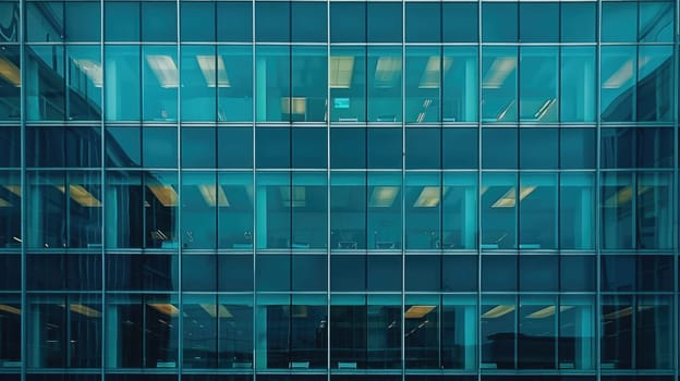 Glass Facade of an Office Building, Glass windows of office building, Generative AI.