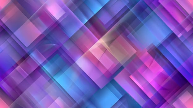 A colorful, abstract background with purple and blue squares. The squares are of different sizes and are arranged in a way that creates a sense of movement and depth. Scene is vibrant and energetic