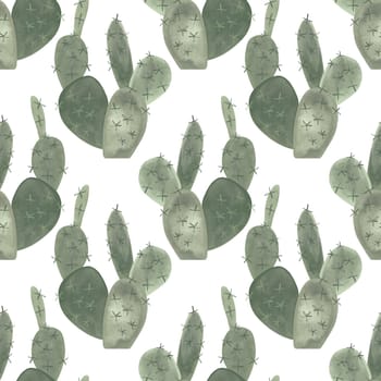 Cacti. Seamless watercolor pattern for wrapping paper, wallpaper and textiles