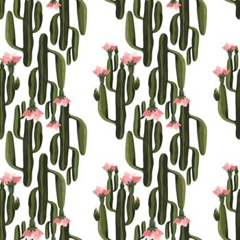 Cacti. Seamless watercolor pattern for wrapping paper, wallpaper and textiles