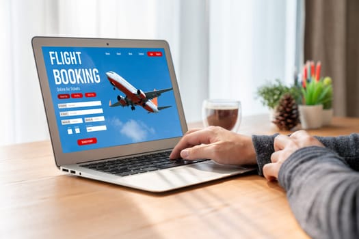 Online flight booking website provide modish reservation system . Travel technology concept .