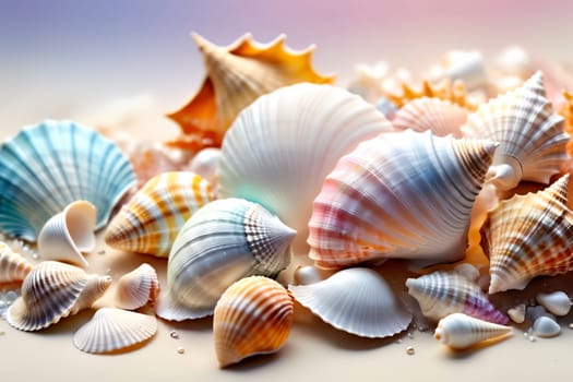 multi-colored bright shells in pastel colors .