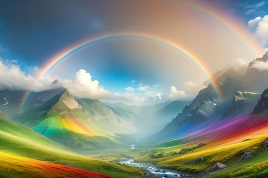 multi-colored bright rainbow in pastel colors .