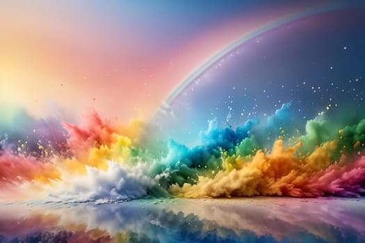 multi-colored bright rainbow in pastel colors .
