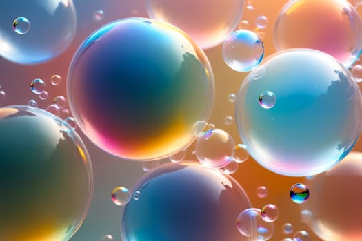 colorful bright soap bubbles in pastel colors .