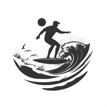 A surfer is happily riding a wave on a surfboard, using sports equipment and enjoying outdoor recreation on liquid water. Surfing is a fun and exciting way to enjoy the ocean