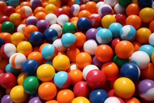 Multi-colored plastic balls background. A children's playroom. Generated AI.