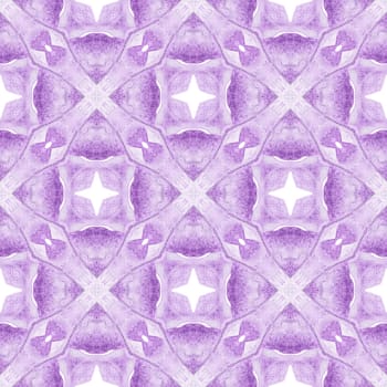 Textile ready ravishing print, swimwear fabric, wallpaper, wrapping. Purple outstanding boho chic summer design. Green geometric chevron watercolor border. Chevron watercolor pattern.