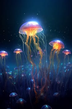jellyfish in sea or ocean. Generated AI.