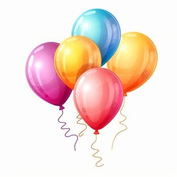Colorful Balloons in isolated White Background. Generated AI.