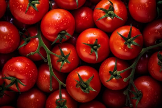 red tomatoes background. Group of tomatoes. Generated AI.