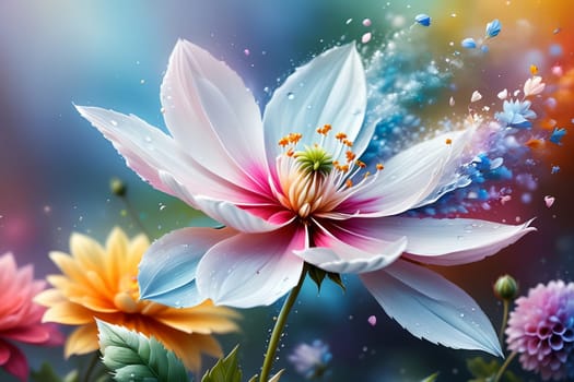 beautiful abstract background with bright flowers.